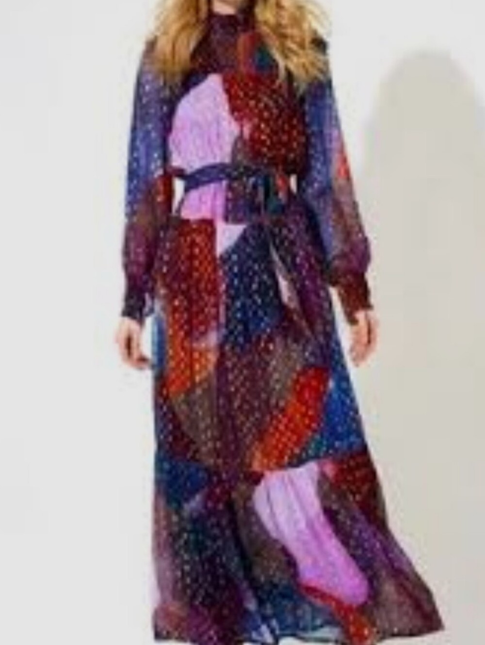 Oliphant Cuff Sleeve Tie Waist WOMEN'S Maxi Dress Size M Party Holiday